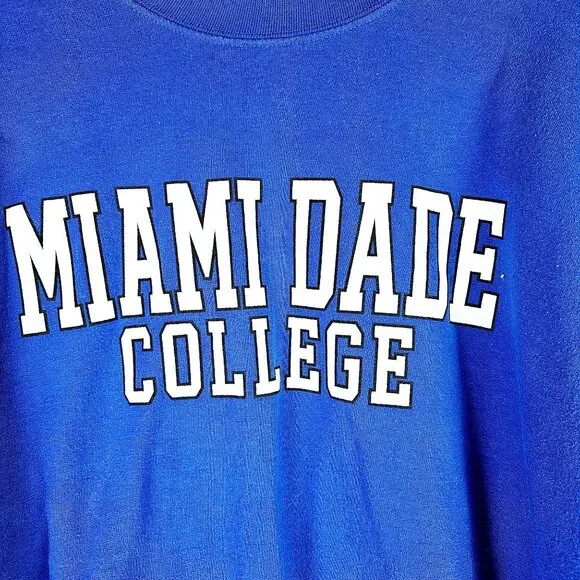 Vintage MV Sport Miami Dade College Sweatshirt, Blue White, Sz L - Picture 2 of 7